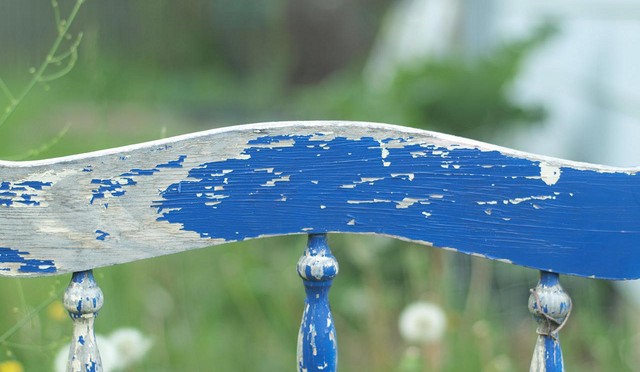 Blue vintage bed headboard.