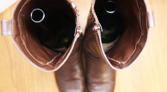 Easy Recycled Boot Shapers (Using Wine Bottles!) | redleafstyle.com