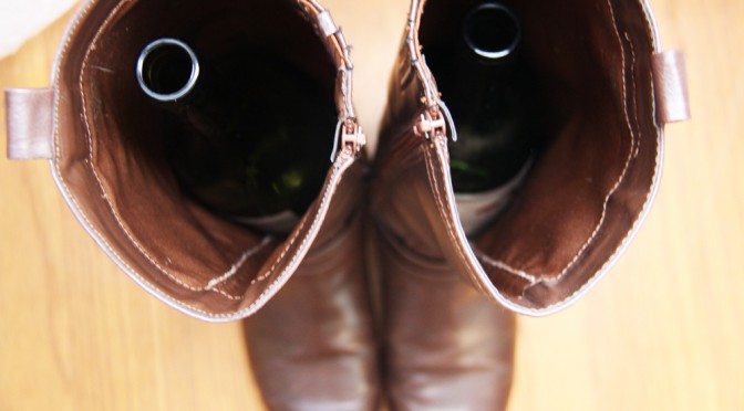 Easy Recycled Boot Shapers (Using Wine Bottles!) | redleafstyle.com