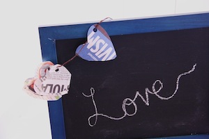 Chalkboard with "love" written on it.