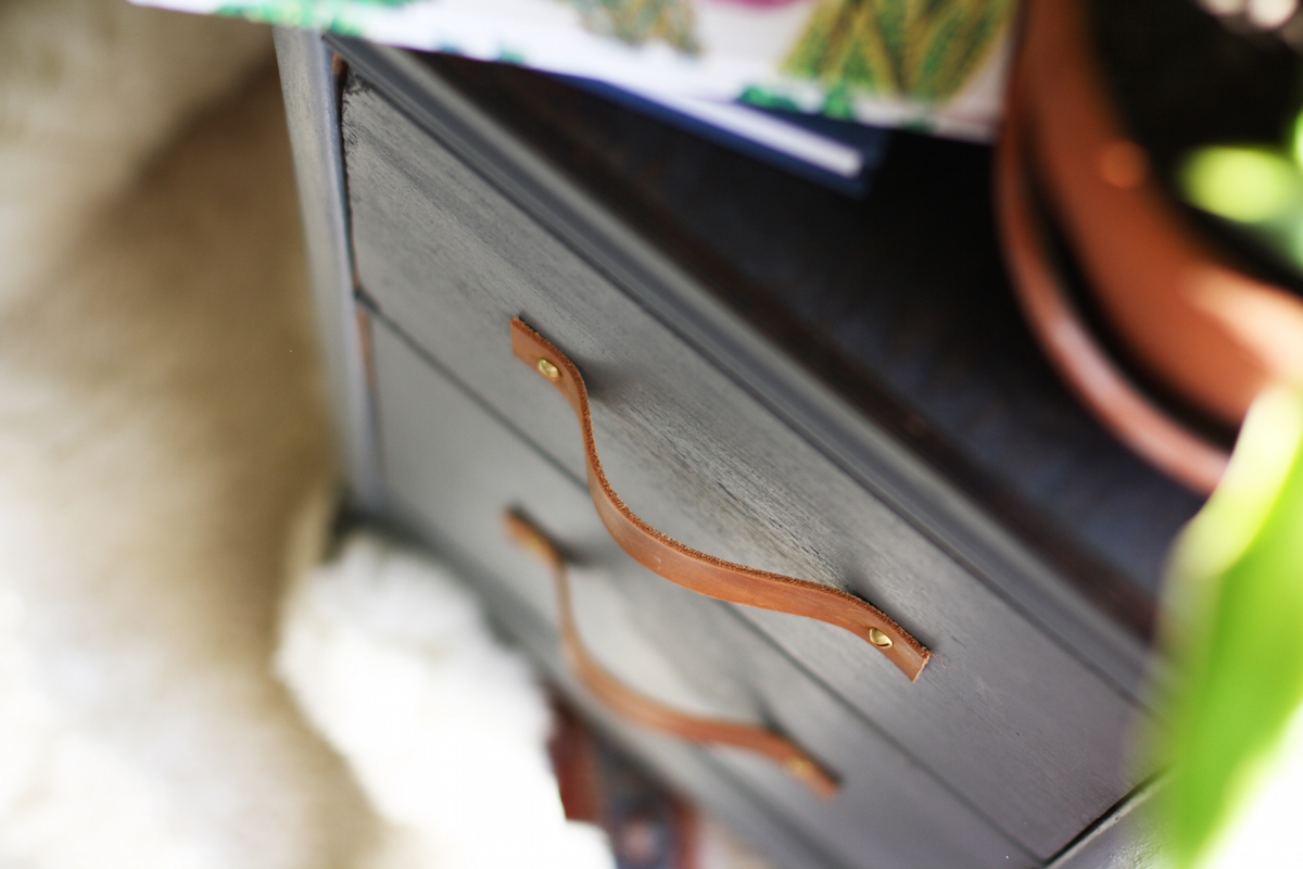 Leather handles on drawers